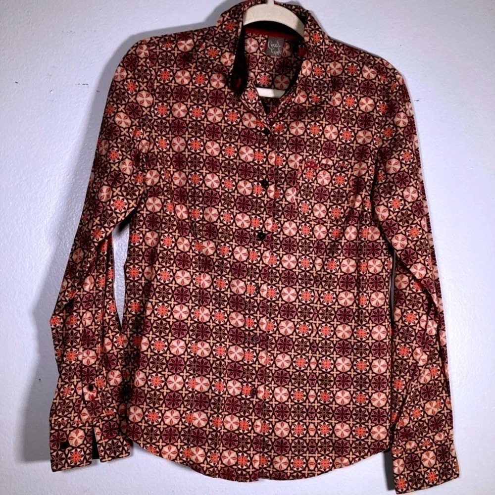 Cruel Girl Womens S Long Sleeve Button Down Shirt Geometric Floral Western Pink